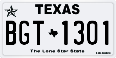TX license plate BGT1301
