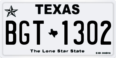 TX license plate BGT1302