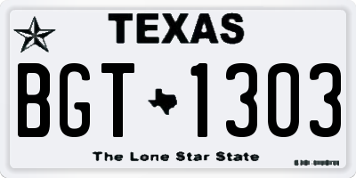 TX license plate BGT1303