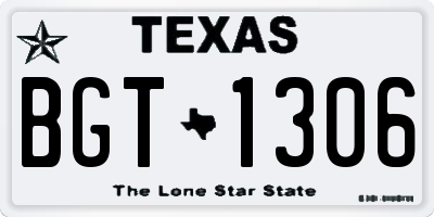 TX license plate BGT1306