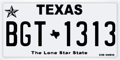 TX license plate BGT1313