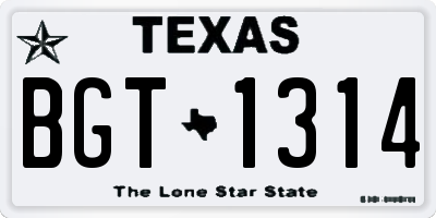 TX license plate BGT1314