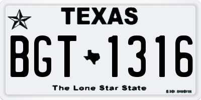 TX license plate BGT1316