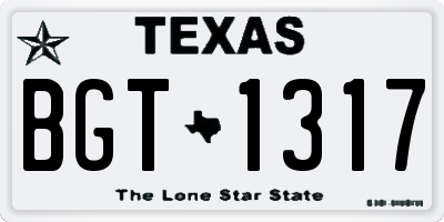 TX license plate BGT1317