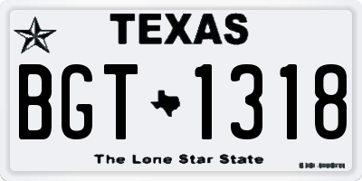 TX license plate BGT1318