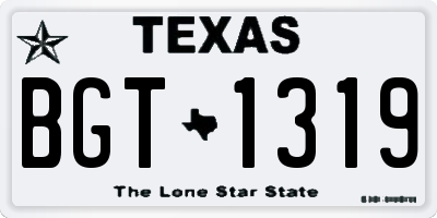 TX license plate BGT1319