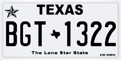 TX license plate BGT1322