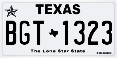 TX license plate BGT1323