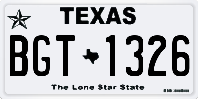 TX license plate BGT1326