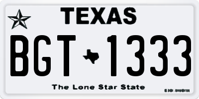 TX license plate BGT1333