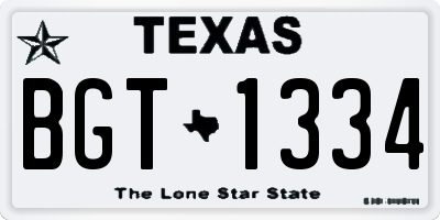 TX license plate BGT1334