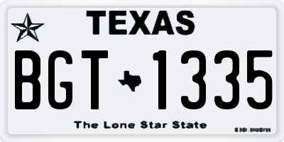 TX license plate BGT1335
