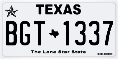 TX license plate BGT1337