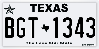 TX license plate BGT1343