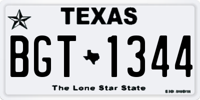 TX license plate BGT1344