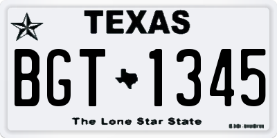 TX license plate BGT1345