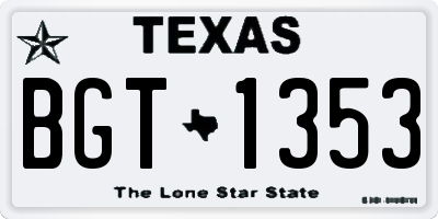 TX license plate BGT1353