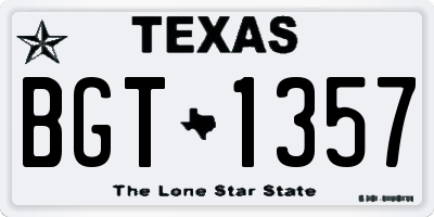 TX license plate BGT1357
