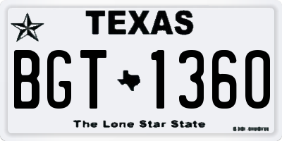 TX license plate BGT1360