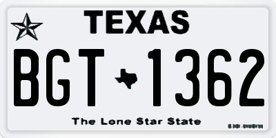 TX license plate BGT1362
