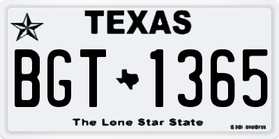TX license plate BGT1365