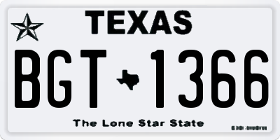 TX license plate BGT1366