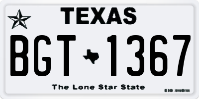 TX license plate BGT1367