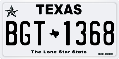 TX license plate BGT1368