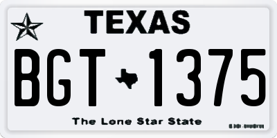 TX license plate BGT1375