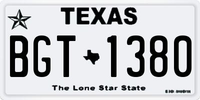 TX license plate BGT1380