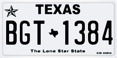 TX license plate BGT1384