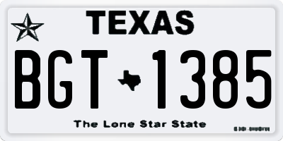 TX license plate BGT1385