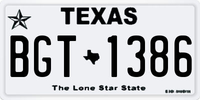 TX license plate BGT1386