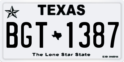 TX license plate BGT1387