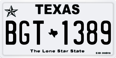 TX license plate BGT1389