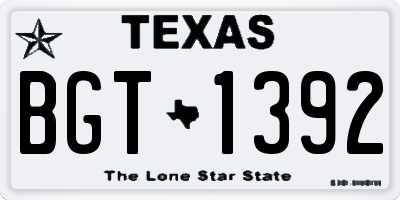 TX license plate BGT1392