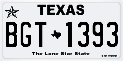 TX license plate BGT1393