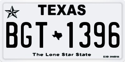 TX license plate BGT1396