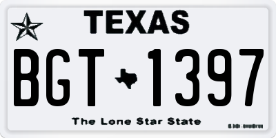 TX license plate BGT1397