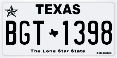 TX license plate BGT1398