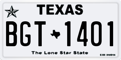 TX license plate BGT1401