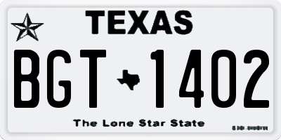 TX license plate BGT1402