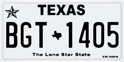 TX license plate BGT1405
