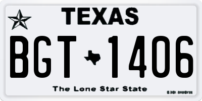 TX license plate BGT1406