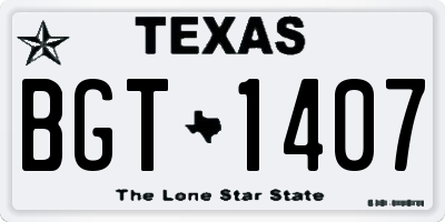 TX license plate BGT1407