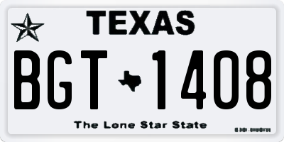 TX license plate BGT1408