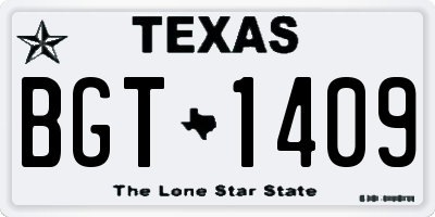 TX license plate BGT1409