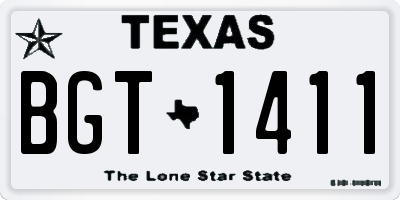 TX license plate BGT1411