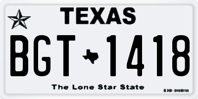TX license plate BGT1418