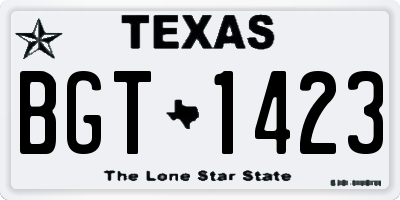 TX license plate BGT1423